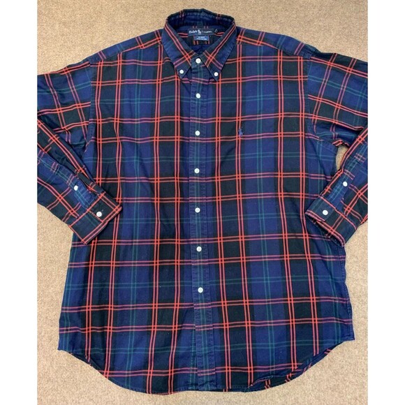 Ralph Lauren Blake Button Down Shirt Mens L Plaid Classic Long Sleeve Cotton - Picture 1 of 6